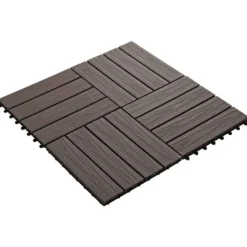 Havedekorationer^11 stk. prægede WPC terrassefliser 30x30 cm | Farve: Mørkebrun | Dækker 1 kvm