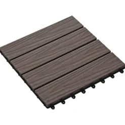 Havedekorationer^11 stk. prægede WPC terrassefliser 30x30 cm | Farve: Mørkebrun | Dækker 1 kvm
