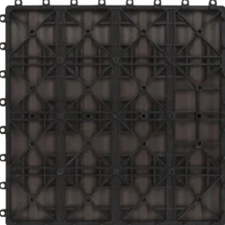 Havedekorationer^11 stk. prægede WPC terrassefliser 30x30 cm | Farve: Mørkebrun | Dækker 1 kvm