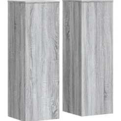Sale 2 stk. robuste plantestativer i konstrueret træ | Farve: Grå sonoma-eg | Størrelse: 33x33x100 cm Plantestativer