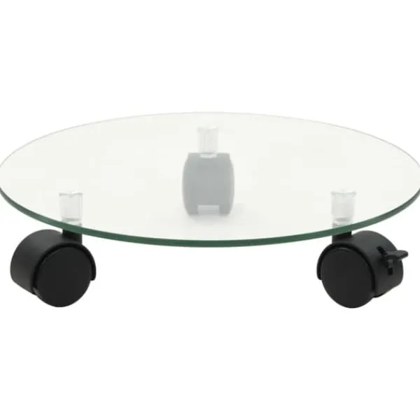 Støtte Med Hjul, Sæder & Knæbeskyttelse Til Havepleje^2 stk. runde plantevogne med hærdet glas - Mobile plantestativer | Størrelse: 28 cm