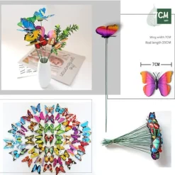 Havedekorationer^50 stk sommerfuglepinde til have, havedekorationer, sommerfuglepotter, miniature havedekorationer til indendørs og udendørs brug (assorterede farver) | CDON