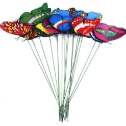 Havedekorationer^50 stk sommerfuglepinde til have, havedekorationer, sommerfuglepotter, miniature havedekorationer til indendørs og udendørs brug (assorterede farver) | CDON