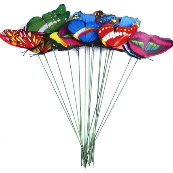 Havedekorationer^50 stk sommerfuglepinde til have, havedekorationer, sommerfuglepotter, miniature havedekorationer til indendørs og udendørs brug (assorterede farver) | CDON