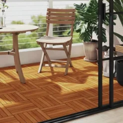 10 stk. terrassefliser i akacietræ - Skridsikre fliser | Størrelse: 30x30 cm Havedekorationer