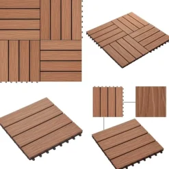 Discount 11 stk. Terrassefliser med prægning 30x30 cm 1 kvm WPC lysebrun - Terrasseflise - Terrassefliser - Home & Living Havedekorationer