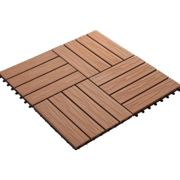 Discount 11 stk. Terrassefliser med prægning 30x30 cm 1 kvm WPC lysebrun - Terrasseflise - Terrassefliser - Home & Living Havedekorationer