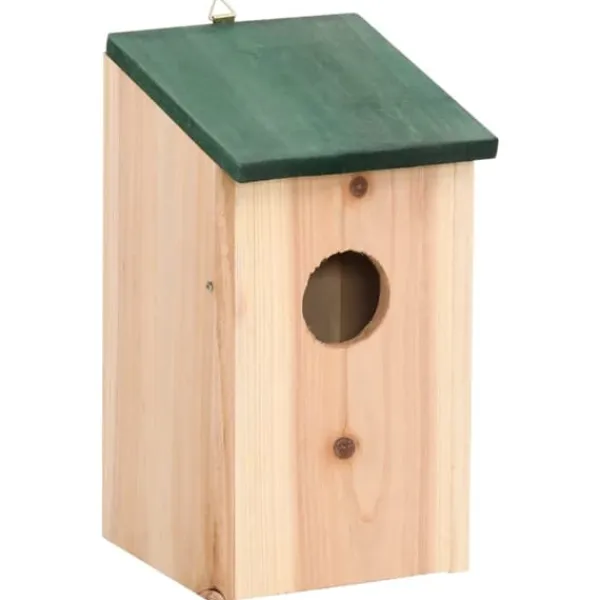 Hot 4 stk. træfuglehuse med grønt tag - Dekorative redekasser | Størrelse: 12x12x22 cm Til Fugle & Småvildt