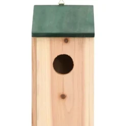 Hot 4 stk. træfuglehuse med grønt tag - Dekorative redekasser | Størrelse: 12x12x22 cm Til Fugle & Småvildt