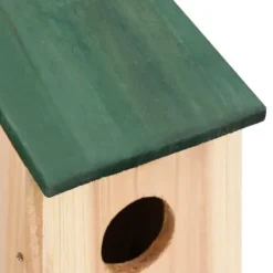 Hot 4 stk. træfuglehuse med grønt tag - Dekorative redekasser | Størrelse: 12x12x22 cm Til Fugle & Småvildt