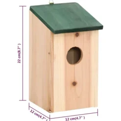 Hot 4 stk. træfuglehuse med grønt tag - Dekorative redekasser | Størrelse: 12x12x22 cm Til Fugle & Småvildt