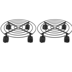 Støtte Med Hjul, Sæder & Knæbeskyttelse Til Havepleje^2 stk. udendørs plantevogn med låsbare hjul i jern og PVC med høj bæreevne, rullende plantestativ til store planter