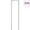 Haveduge^25 stk. U-facon jordpløkker - Galvaniseret stål | Størrelse: 15x3,5 cm