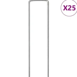 Haveduge^25 stk. U-facon jordpløkker - Galvaniseret stål | Størrelse: 15x3,5 cm