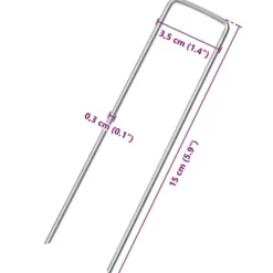 Haveduge^25 stk. U-facon jordpløkker - Galvaniseret stål | Størrelse: 15x3,5 cm