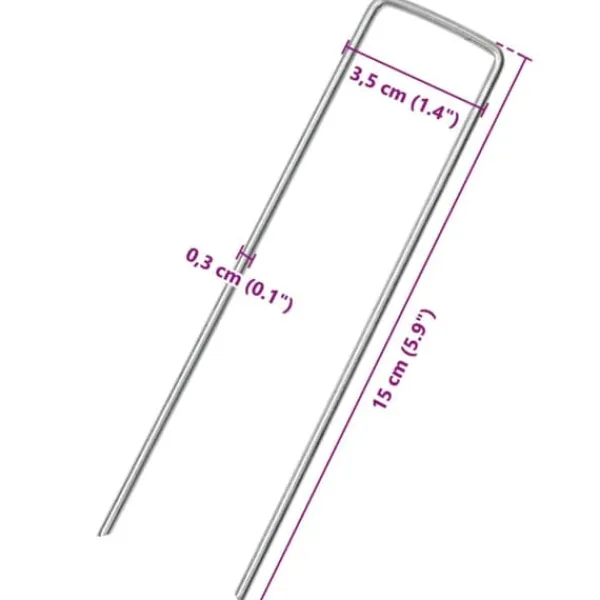 Haveduge^25 stk. U-facon jordpløkker - Galvaniseret stål | Størrelse: 15x3,5 cm