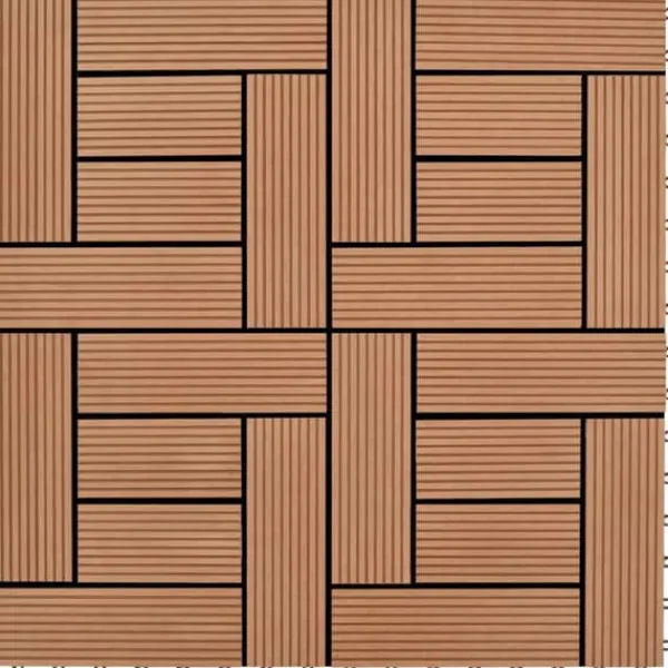 Havedekorationer^11 stk. WPC dækningsfliser - 30x30 cm | Farve: Brun | Dækker 1 m²