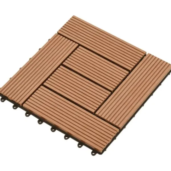 Havedekorationer^11 stk. WPC dækningsfliser - 30x30 cm | Farve: Brun | Dækker 1 m²