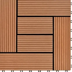 Havedekorationer^11 stk. WPC dækningsfliser - 30x30 cm | Farve: Brun | Dækker 1 m²