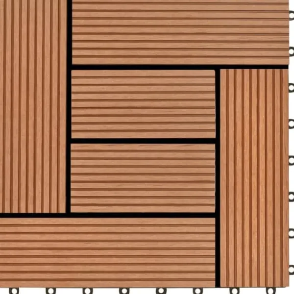 Havedekorationer^11 stk. WPC dækningsfliser - 30x30 cm | Farve: Brun | Dækker 1 m²