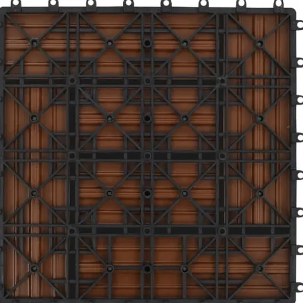 Havedekorationer^11 stk. WPC dækningsfliser - 30x30 cm | Farve: Brun | Dækker 1 m²