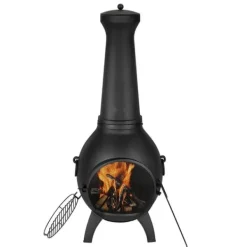 Brændeovne^18 Tommer Chiminea, Outdoor Brændeovn, med Grillnet og Skorstensbeklædning