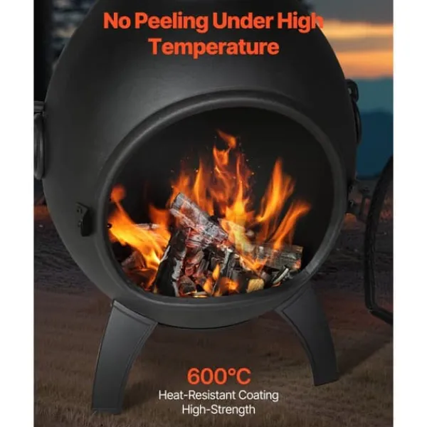 Brændeovne^18 Tommer Chiminea, Outdoor Brændeovn, med Grillnet og Skorstensbeklædning