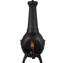 Brændeovne^18 Tommer Chiminea, Outdoor Brændeovn, med Grillnet og Skorstensbeklædning
