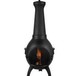 Clearance 22 tommer Chiminea, Udendørs Aluminium Pejs, med Grillnet og Skorstensbelægning Pejse