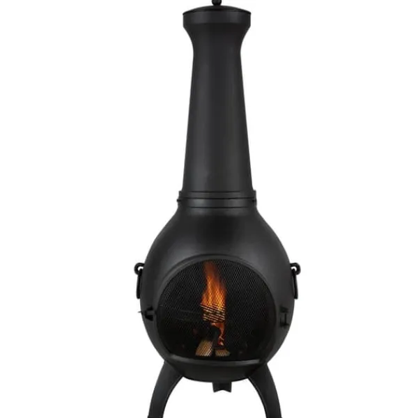 Clearance 22 tommer Chiminea, Udendørs Aluminium Pejs, med Grillnet og Skorstensbelægning Pejse