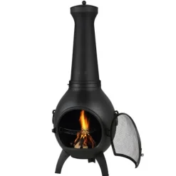 Clearance 22 tommer Chiminea, Udendørs Aluminium Pejs, med Grillnet og Skorstensbelægning Pejse