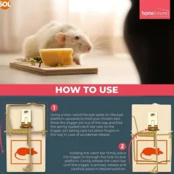 Skadedyrsfælder^4 Wooden Mouse Traps Traditional Mice Rodent Pest Control Trap Reusable Durable