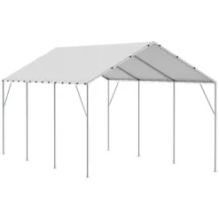Skure, Garager & Carports^10 x 20 ft carport baldakin, kraftig og vandtæt teltpresenning med UV-beskyttelse. Nem installation - inkl. 40 bungees (kun topdæksel). Hvid