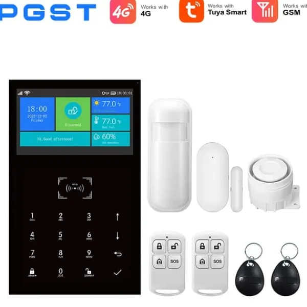 Hjemmealarmsystemer^Alarm Sikkerhedssystem, Trådløs Kompatibilitet, Multi-Sprog Support,EU stik, 4G-A