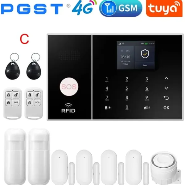 Discount Alarm Sikkerhedssystem, Trådløs Forbindelse, Smart Home Kompatibilitet,EU stik, 4G-C Hjemmealarmsystemer