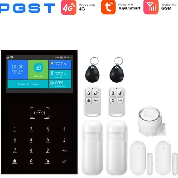Hjemmealarmsystemer^Alarm Sikkerhedssystem, Trådløs Kompatibilitet, Multi-Sprog Support,EU stik, 4G-B