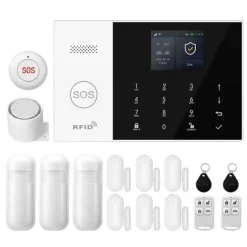 Hjemmealarmsystemer^Alarm System, Smart Home Integration, App Kontrol,EU Stik, 4G WiFi Kit D