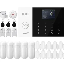 Hjemmealarmsystemer^Alarm System, Smart Home Integration, App Kontrol,EU Stik, 4G WiFi Kit F