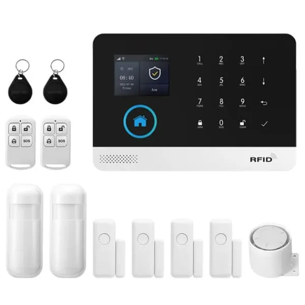Hjemmealarmsystemer^Alarm System, Trådløs Forbindelse, Smart Home Kompatibilitet,EU Stik, 4G WiFi Kit C