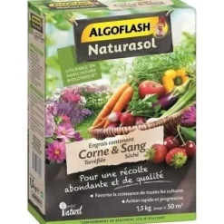 Clearance ALGOFLASH NATURASOL - Gödselmedel med rostat horn och torkat blod 1,5 kg Gødningsmidler