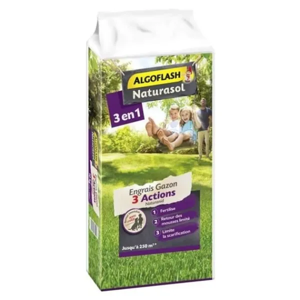 Gødningsmidler^ALGOFLASH NATURASOL Græsgødning AG3BIO250 3 handlinger Naturanid - 10 kg