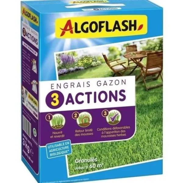 Gødningsmidler^ALGOFLASH NATURASOL Græsgødning - 3 handlinger - 3 kg