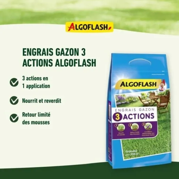 Gødningsmidler^ALGOFLASH NATURASOL Græsgødning - 3 handlinger - 3 kg
