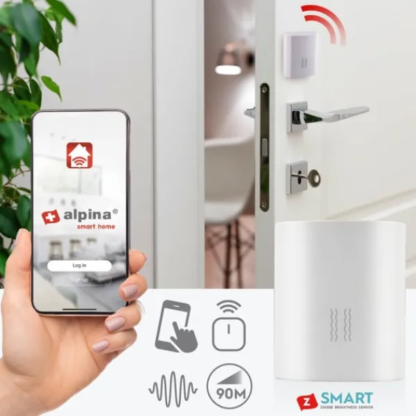 Sensorer Til Sikkerhedssystemer^Alpina Zigbee smart vibrationssensor 3,4 x 4,1 cm