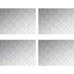Clearance Aluminium Checker Plader 4 stk - Skridsikre Trin til Trappermiljøer | 70x50 cm | Farve: Sølv Pejse