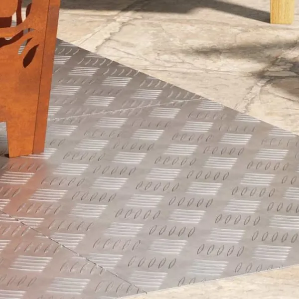 Clearance Aluminium Checker Plader 4 stk - Skridsikre Trin til Trappermiljøer | 70x50 cm | Farve: Sølv Pejse