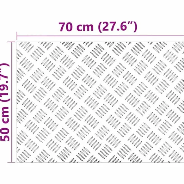 Clearance Aluminium Checker Plader 4 stk - Skridsikre Trin til Trappermiljøer | 70x50 cm | Farve: Sølv Pejse