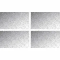 Pejse^Aluminium Checker Plader 4 stk - Skridsikre Trapper | Størrelse: 70x40 cm | Farve: Sølv