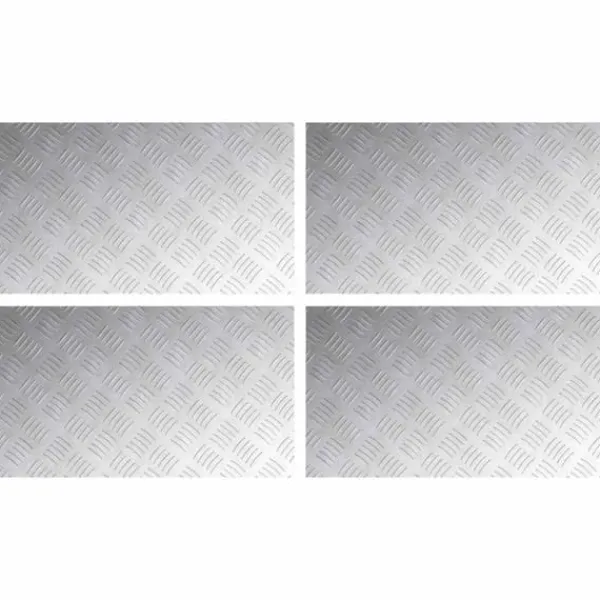 Pejse^Aluminium Checker Plader 4 stk - Skridsikre Trapper | Størrelse: 70x40 cm | Farve: Sølv