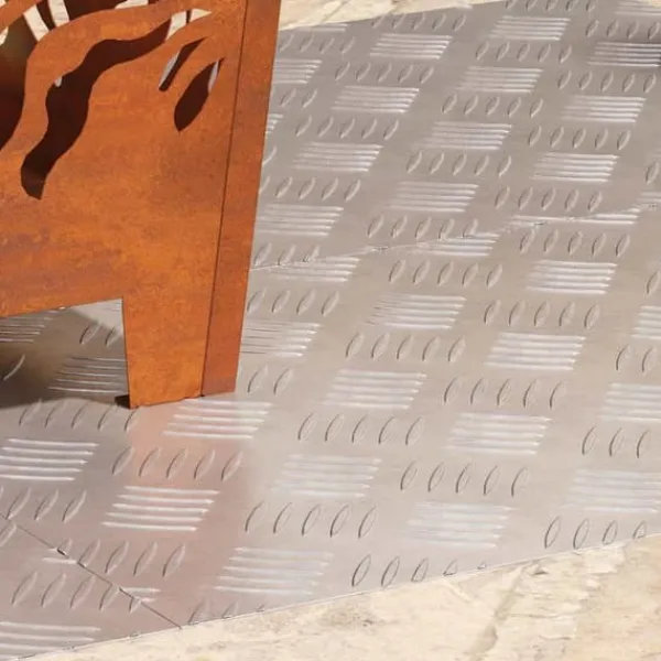 Pejse^Aluminium Checker Plader 4 stk - Skridsikre Trapper | Størrelse: 70x40 cm | Farve: Sølv